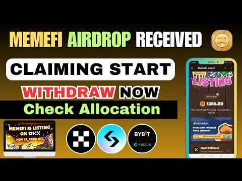 Memefi Airdrop Withdrawal Process | How to Memefi Airdrop | Claiming start | Fully Explained video