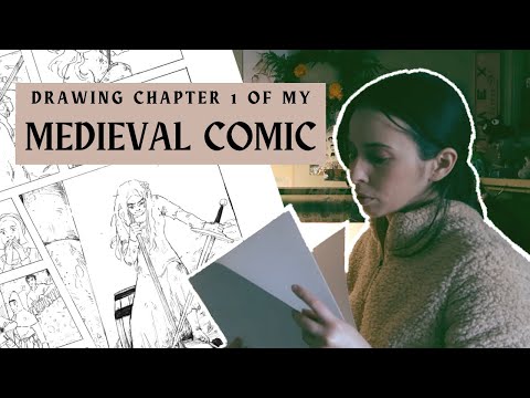 Drawing the first chapter of my medieval comic | Studio Vlog