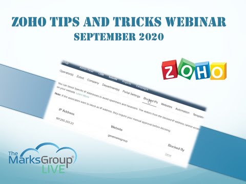 Zoho Tips & Tricks Webinar - September 2020