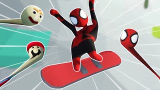 SPIDER-MAN GOES SNOWBOARDING?! (Human Fall Flat)