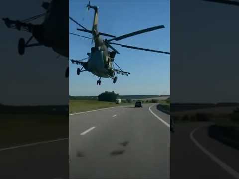 Dashcam Catches Russian Copter's Insane Flyby! #army #funny #training