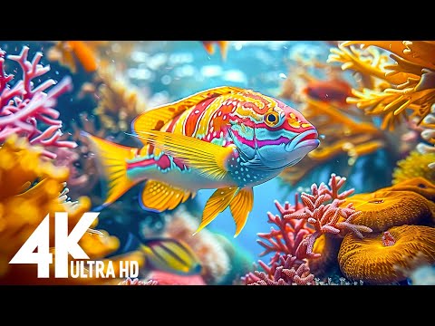 Best 4k aquarium for relaxation, soft piano music for relaxation, meditation, sleep, study