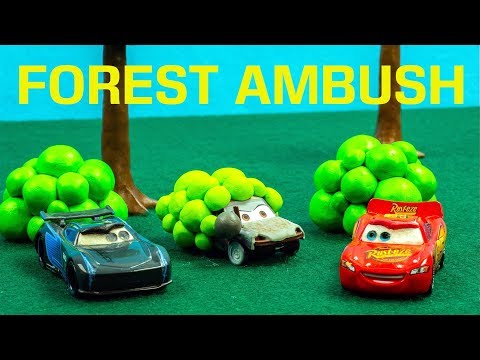 Forest Ambush Race Lightning McQueen finds himself in a new place Racing Jackson Storm Cars