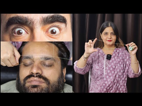 Eyebrow Threading Tutorial For Beginners | Men's Eyebrow Threading step by step Tutorial Hindi