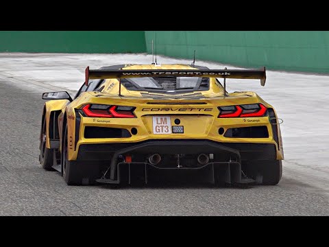 Chevy Corvette C8 Z06 GT3.R Unrestricted flat-plane V8 Engine Sounds | Pit-Exit Accelerations & More