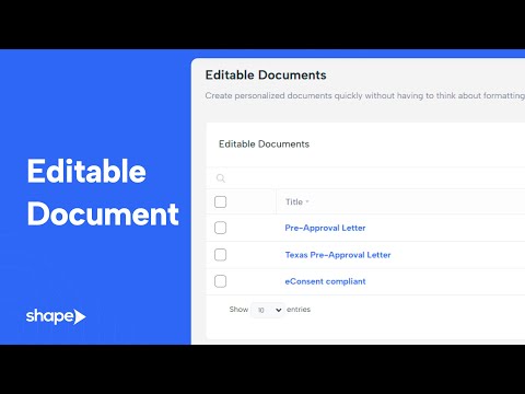 Editable Documents in Shape Software