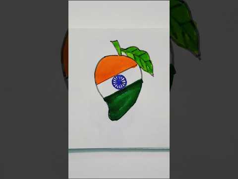 Indian Flag 🇮🇳 Drawing On A Mango | Independence day Art | #shorts #shortfeed