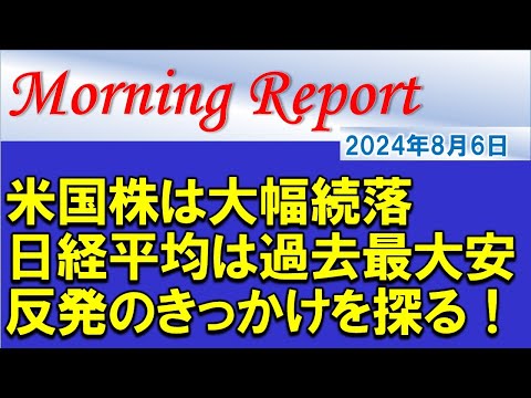 【モーニングレポート】米国株は大幅続落！日経平均株価は過去最大の下げ幅！反発のきっかけを探る！