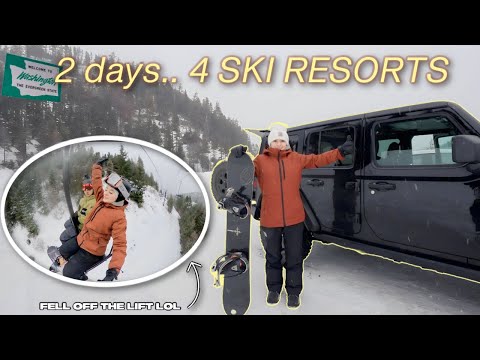 Going to EVERY SKI RESORT NEAR LEAVENWORTH as a beginner snowboarder.. | huge blizzard