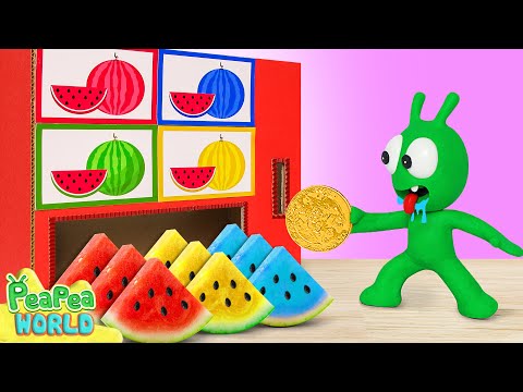 Pea Pea Plays with Colorful Watermelon Vending Machine 🍉 Cartoon For Kids 💖 Pea Pea World