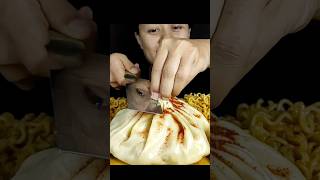 cutting big momo with knife #mukbang #asmr #eatingshow #momos #dumplings #khinkali #biggestmomo