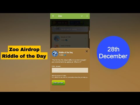 Zoo Riddle of the Day | Zoo Airdrop Riddle of the Day 28 December | Riddle of the Day Zoo