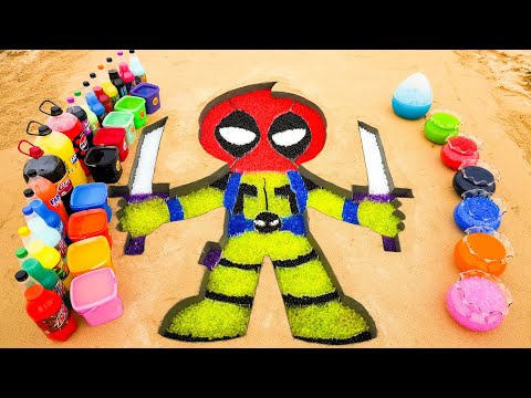 How to make Deadpool with Orbeez, Coca Cola, Fanta, Pepsi, Mirinda, Mtn Dew vs Mentos and Soda