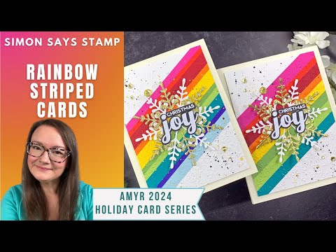 Rainbow Stripe Snowflake Cards | AmyR 2024 Holiday Card Series #19