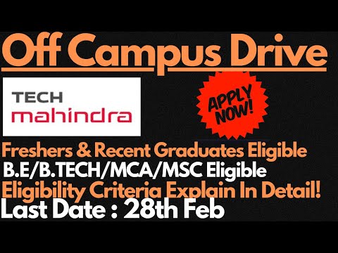 Tech Mahindra Hiring Freshers & Recent Graduates | Salary Upto 5.5 LPA | Last Date : 28th Feb🔥🔥