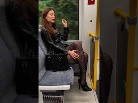 Candid Pantyhose Legs Crossed On The Train