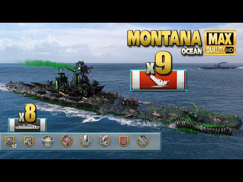 Battleship Montana on the open Ocean - World of Warships