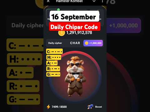 #16 September Cipher Code Hamster Kombat Today daily reward Delhi cyber code Daily Combo #shorts