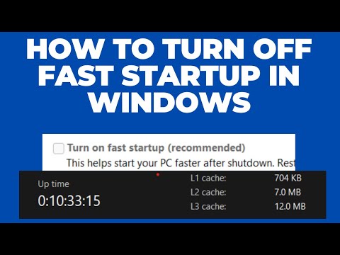 Why the up time is high and how to turn off fast startup in windows