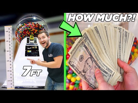 Collecting SO MUCH Money From Our 7 FOOT Gumball Vending Machine!