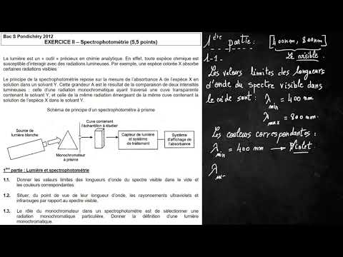 Première générale, exercice spectrophotométrie part 1