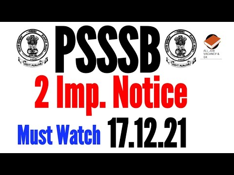 PSSSB | IMP. 2 NOTICE | PSSSB RECRUITMENT | Latest Updates || PSSSB | PSSSB NOTICE |