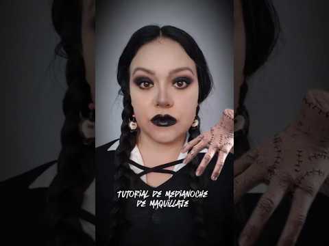 Tutorial de medianoche de maquillaje 🖤🖐️#merlina #makeup #merlinaaddams #maquillaje #halloweenmakeup