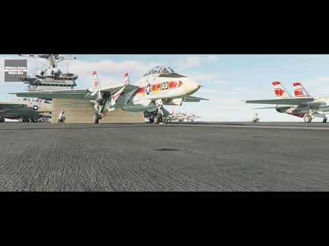 F-14A Tomcat VF-1 wolfpack cat shot on USS Roosevelt  (DCS:World 4k video)