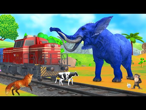 हाथी ट्रेन बचाव गाय बच्चे की कहानि Hindi Moral Story Hindi Kahaniya - 3d Hindi Animated Fairy Tales