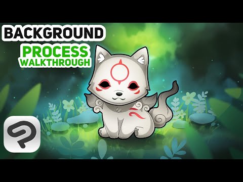 Learn to do BACKGROUNDS in This Clip Studio Paint Lesson (Okami fox, Chibiterasu!)