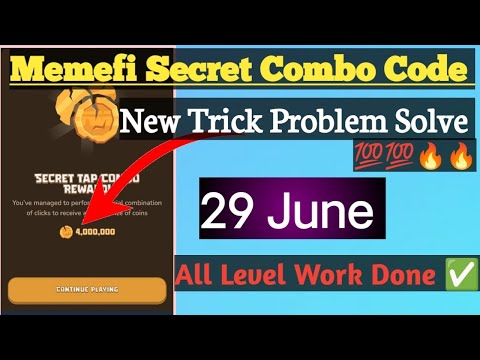 Memefi Secret Combo 29 June Problem Solve| Memefi All Level Work | Memefi Claim Combo