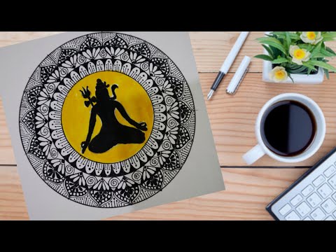 How to draw Mahadev mandala art, Lord Shiva mandala art easy and step by step, mandala art tutorial.