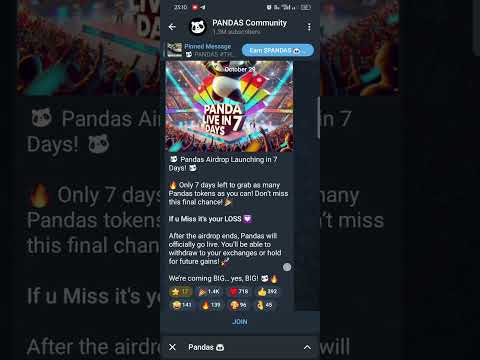 Pandas Airdrop Launching in 7 Days.7 Days Left For AIRDROP 🤯 join now link in discription #pandacoin