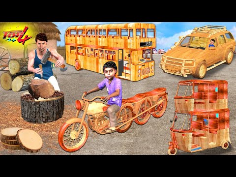 Garib Carpenter Wood Carving Mini Vehicles Motorbike Double Decker Auto Hindi Kahani Hindi Stories