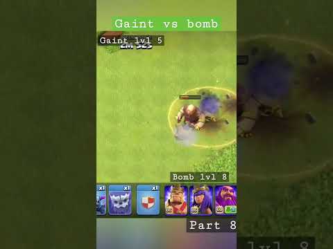 Gaint lvl 5 vs Bombs lvl 8 part 8 #clashofclans #coc #games #reels #shorts  #gaming #supercell