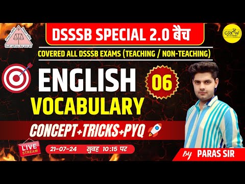 English Vocabulary Class - 6 | DSSSB English | DSSSB Special | Paras Sir