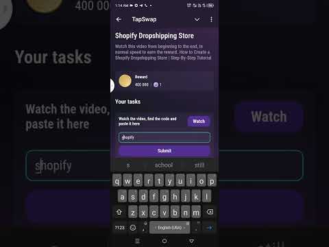 TapSwap Shopify Dropshipping Store video code #tapswap #tapswapcode #foryou #financialmarket #crypto