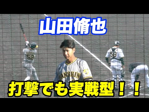 【身体が出来たら長打力も期待できそう？大山風のフォームに上手くコンタクトし打球を捉える山田！来年の1軍スタートなるか？】