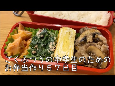 57日目♫ごく普通の中学生のためのお弁当づくり♫４色簡単弁当