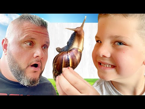 MY PET SNAIL!! Catching BUGS & Worms with CALEB and DAD in the BACKYARD!