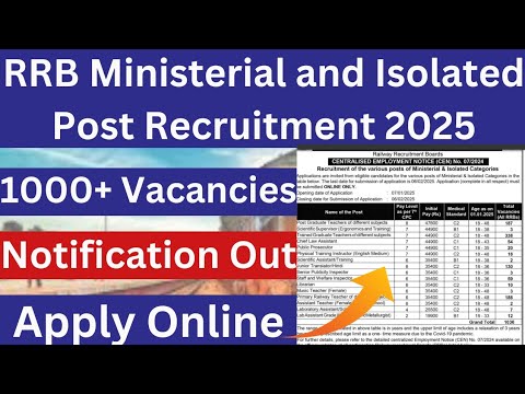 Railway Recruitment 2024| RRB Ministerial and Isolated Post Recruitment 2024| Short Notice Out 2024|