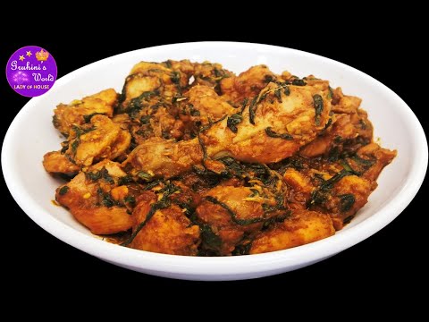 Protein and Fiber Rich Healthy Dry Palak Chicken