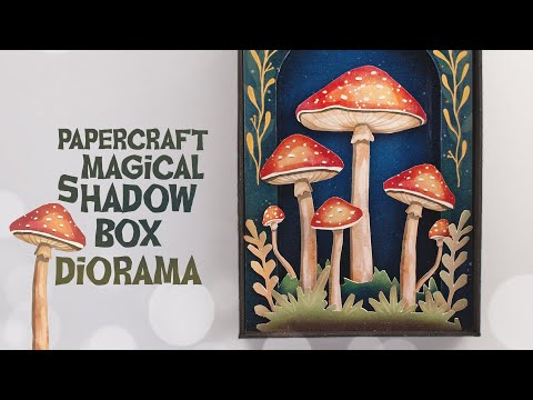 Magical Toadstool Shadowbox paper diorama (handmade papercraft)