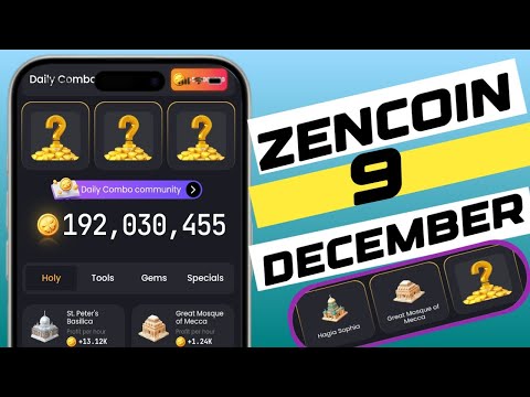 zencoin daily combo today 9 December | zencoin | zen coin meditation today #zencoin  #zencoindaily