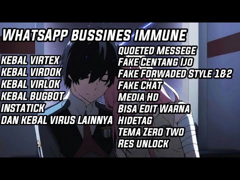 WHATSAPP BUSSINES IMMUNE || TEMA ZERO TWO ||  BISA EDIT WARNA WA || NO PASSWORD 🔥