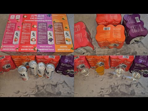 Costco Sale Item Review Chi Forest White Peach, Lychee Fizzy, Grape Delight, and Orange Taste Test