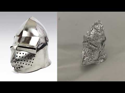 Pigface Bascinet Medieval Helmet - Aluminum Foil Sculpture