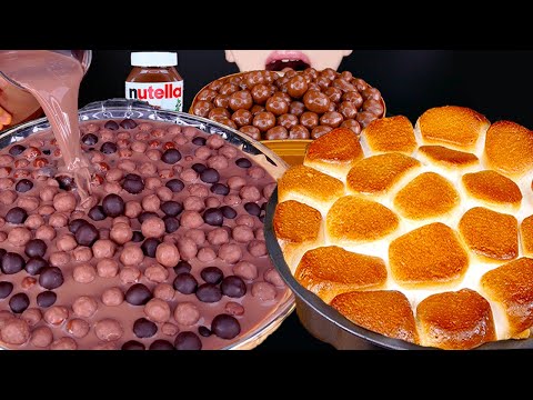 ASMR MALTESERS CHOCOLATE S'MORES DIP ICE CREAM NUTELLA DESSERT MUKBANG 초콜릿 먹방チョコレート 咀嚼音EATING SOUNDS