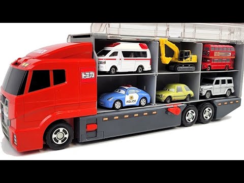 トミカ☆はたらくくるまのミニカーを開封してコンボイへ収納します。 Tomica☆Tomica miniature cars are opened and stored in the convoy!