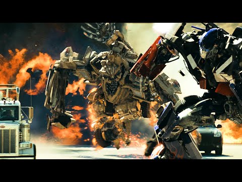 옵티머스 vs 본크러셔 고속도로 싸움 장면 | 트랜스포머 (Transformers, 2007) [4K]